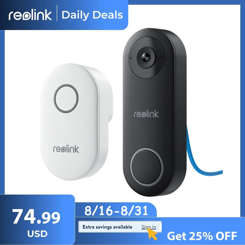 Reolink 2K 5MP Video Doorbell Camera 5G Wifi Security Home Doorbell Chime, Person &Package Detection