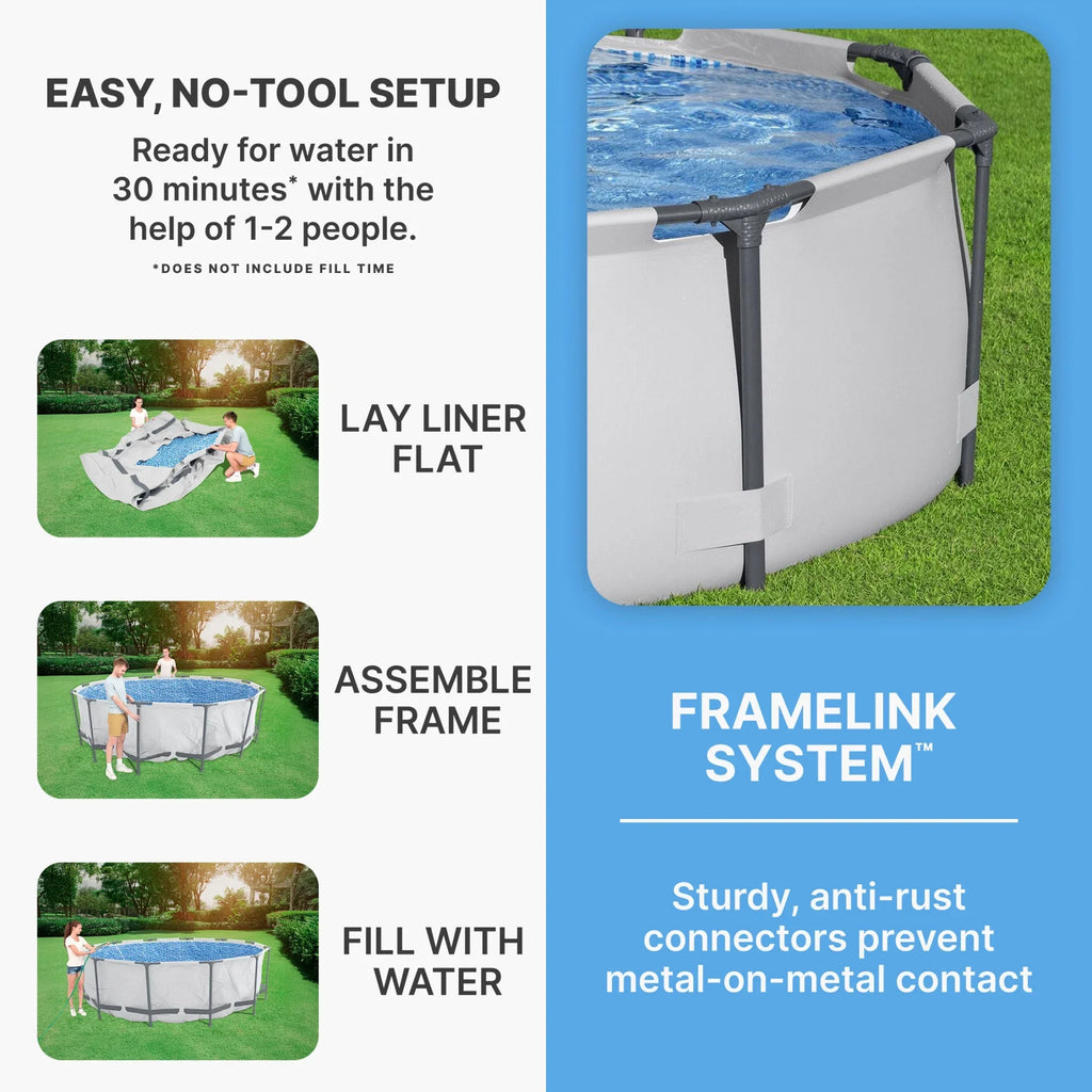 Open Box Bestway 10' x 30" Round Steel Pro MAX Hard Side Family Swimming Pool