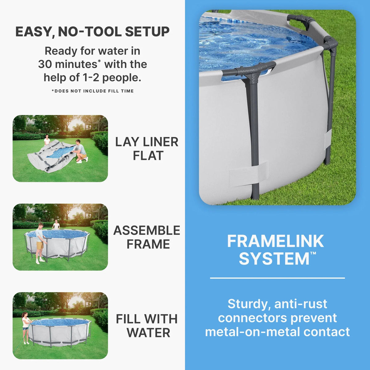 Open Box Bestway 10' x 30" Round Steel Pro MAX Hard Side Family Swimming Pool
