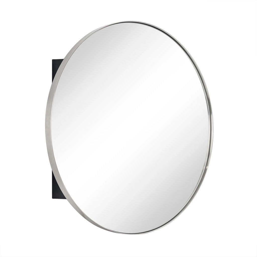 TEHOME Myriel Surface Mount Framed Round Medicine Cabinet with Mirror 24" x 24" - Black