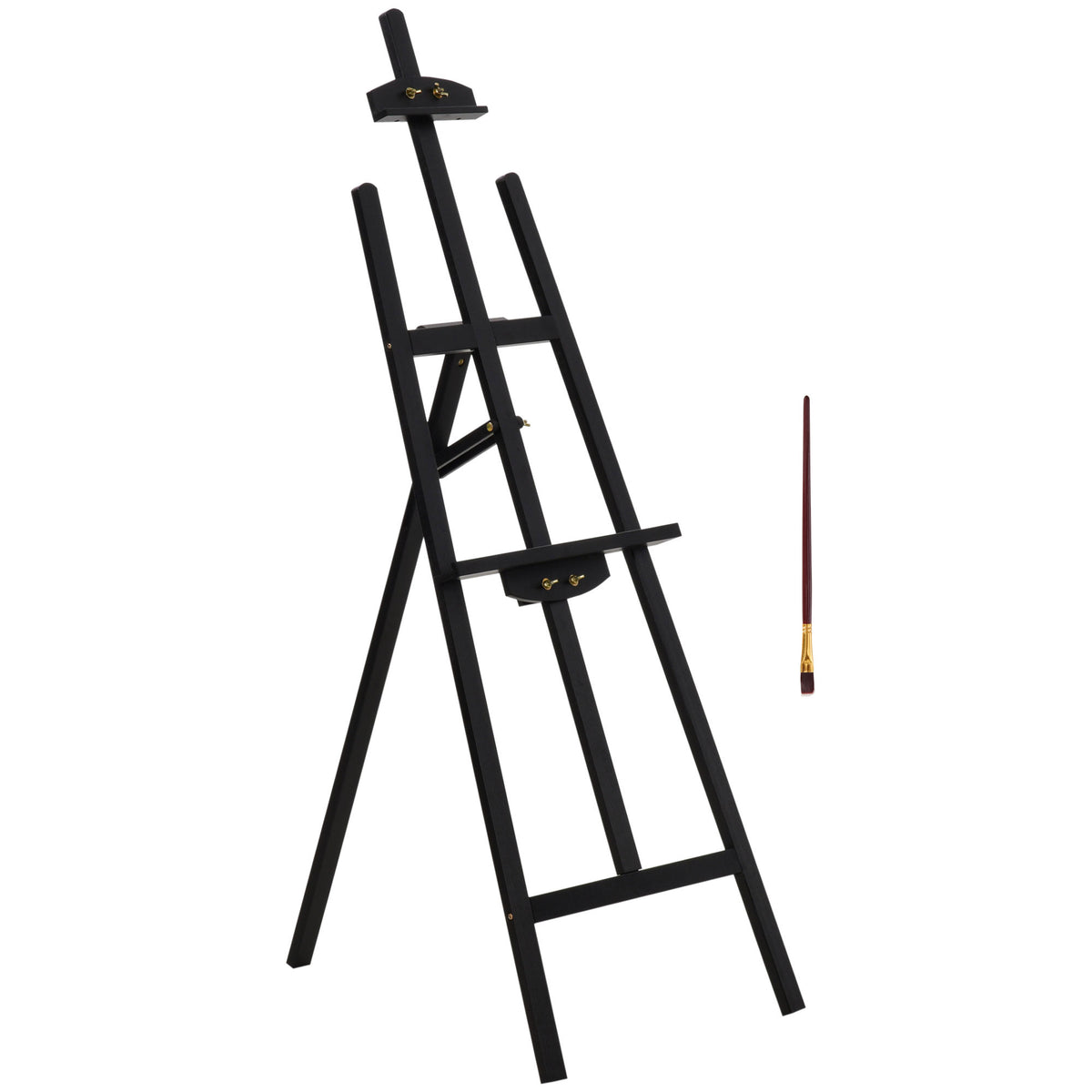 HOMCOM Staffelei Sitz- und Standstaffelei Klappbare Atelierstaffelei 90° einstellbar mit Halterung für Kunstmalerei Und Außenwerbung Kiefernholz Schwarz 51,5 x 71,5 x 134,5 cm