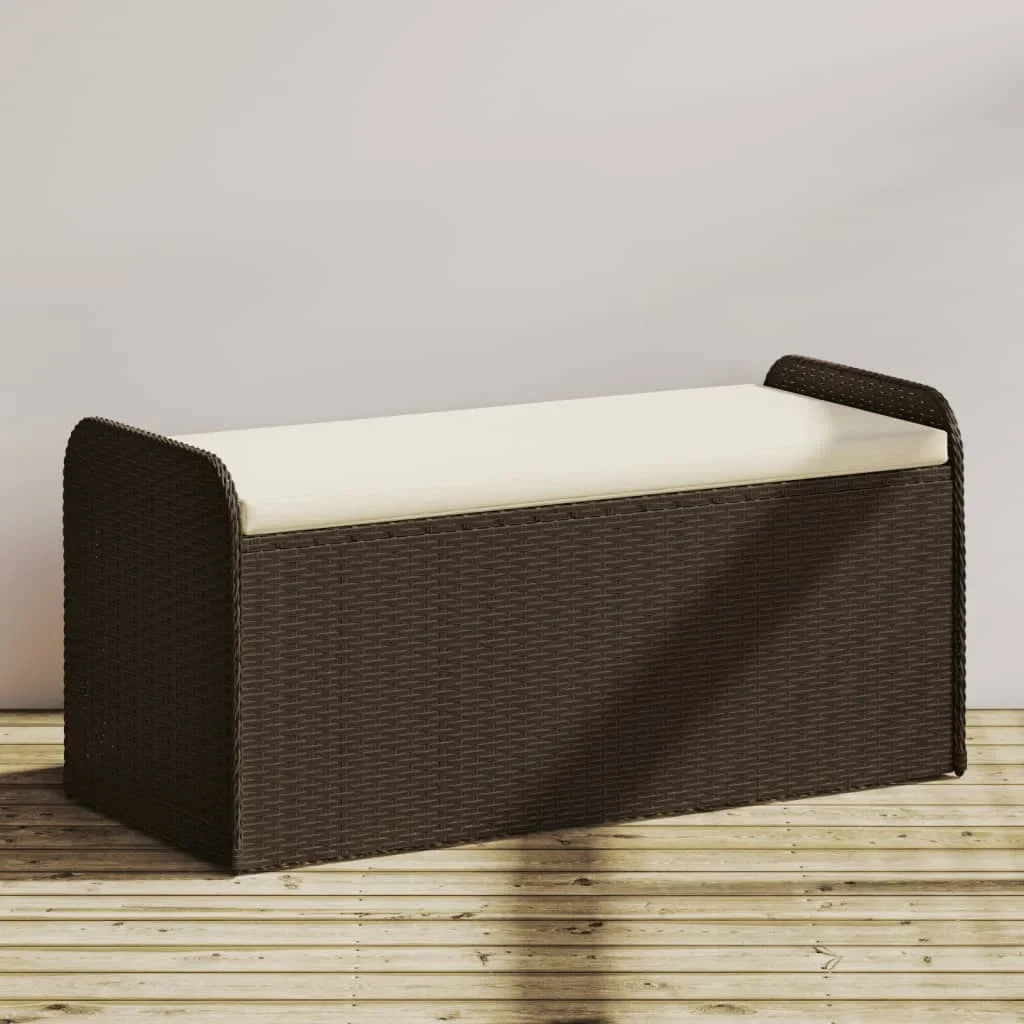 vidaXL Storage Bench with Cushion Outdoor Garden Seat Furniture Poly Rattan