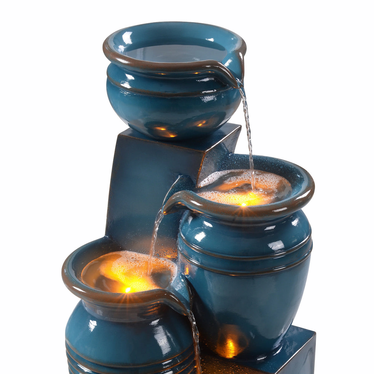Teamson Home 28.74" Solar Water Fountain with LED Lights, Navy