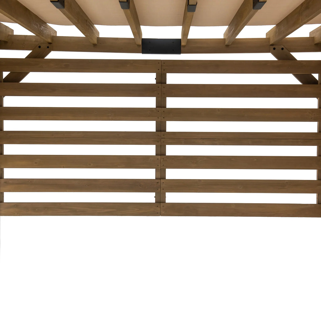 Sunjoy Cedar Pergola 10 x 11 ft. Wooden Hot Tub Pergola with Adjustable Canopy and Privacy Screen