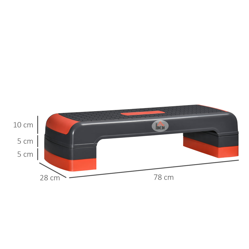 HOMCOM Stepper höhenverstellbare Stepper Aerobic Stepper, Rot + Schwarz