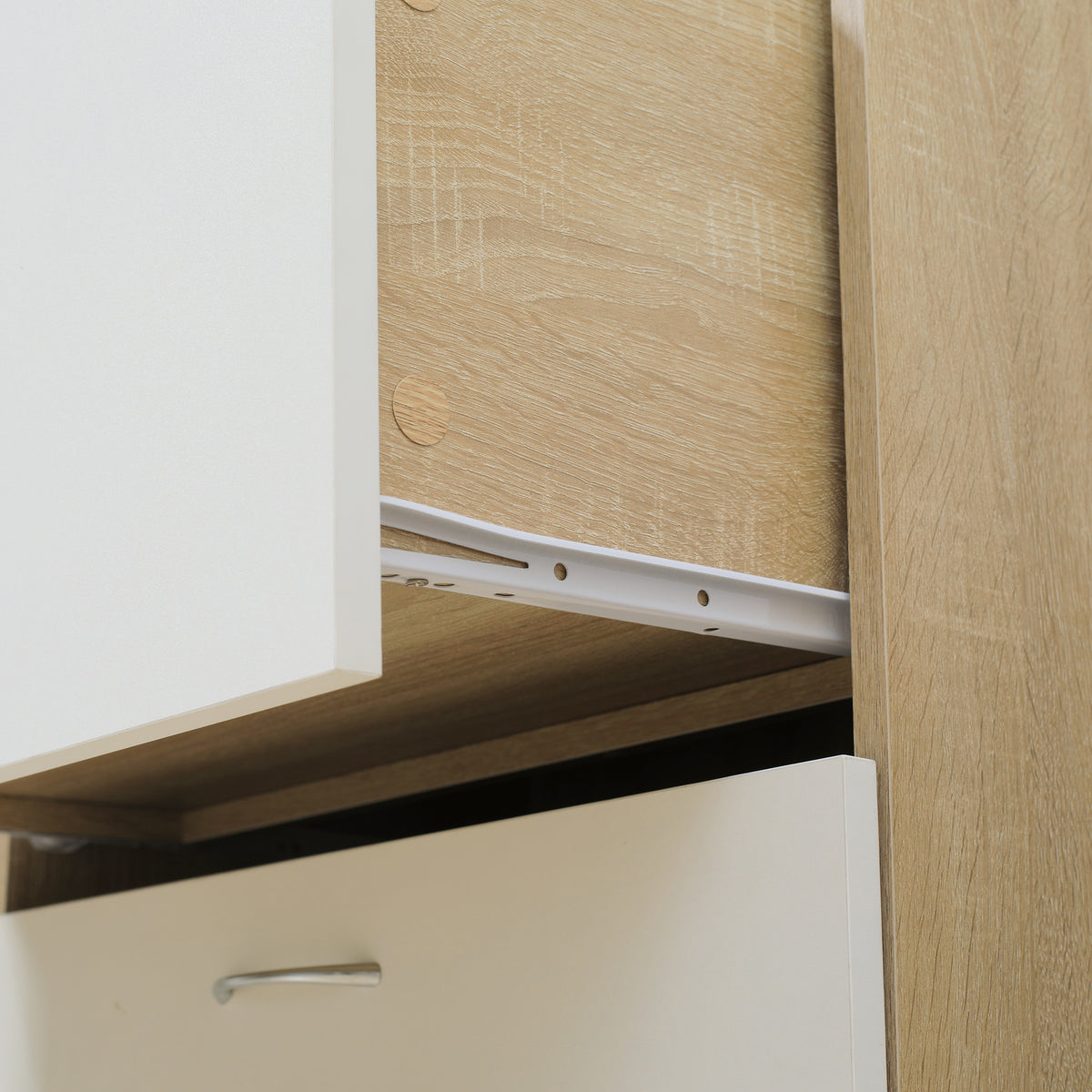 HOMCOM Küchenbuffet Küchenschrank Mehrzweckschrank 2 Schubladen 1 Schrank + große Arbeitsplatte 60 x 38 x 168 cm MDF weiß