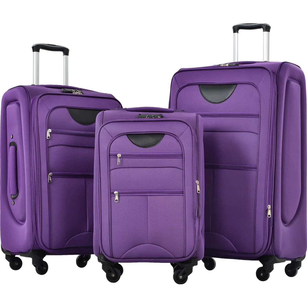 Zimtown 22in 26in 30in Softside Luggage, Expandable 3 Piece Set Suitcase Lightweight Luggage Travel Set, Black