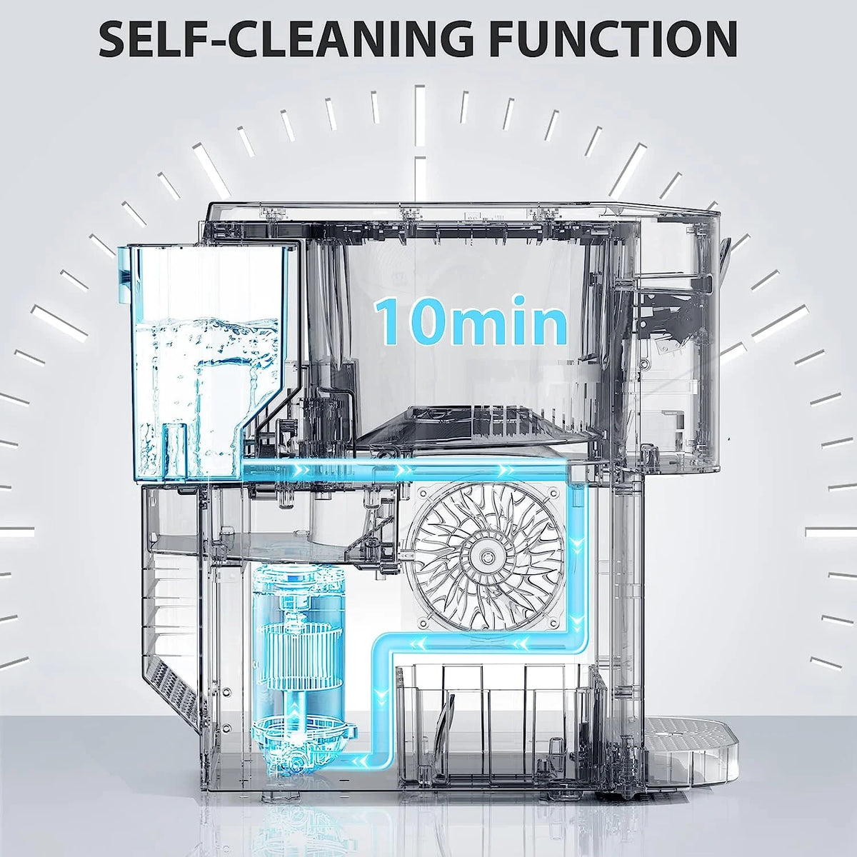 Auseo Ice Maker Countertop with Soft Chewable Ice, 44 lb/24H, Self - Cleaning, One - Click Operation for Home/Party(Black)