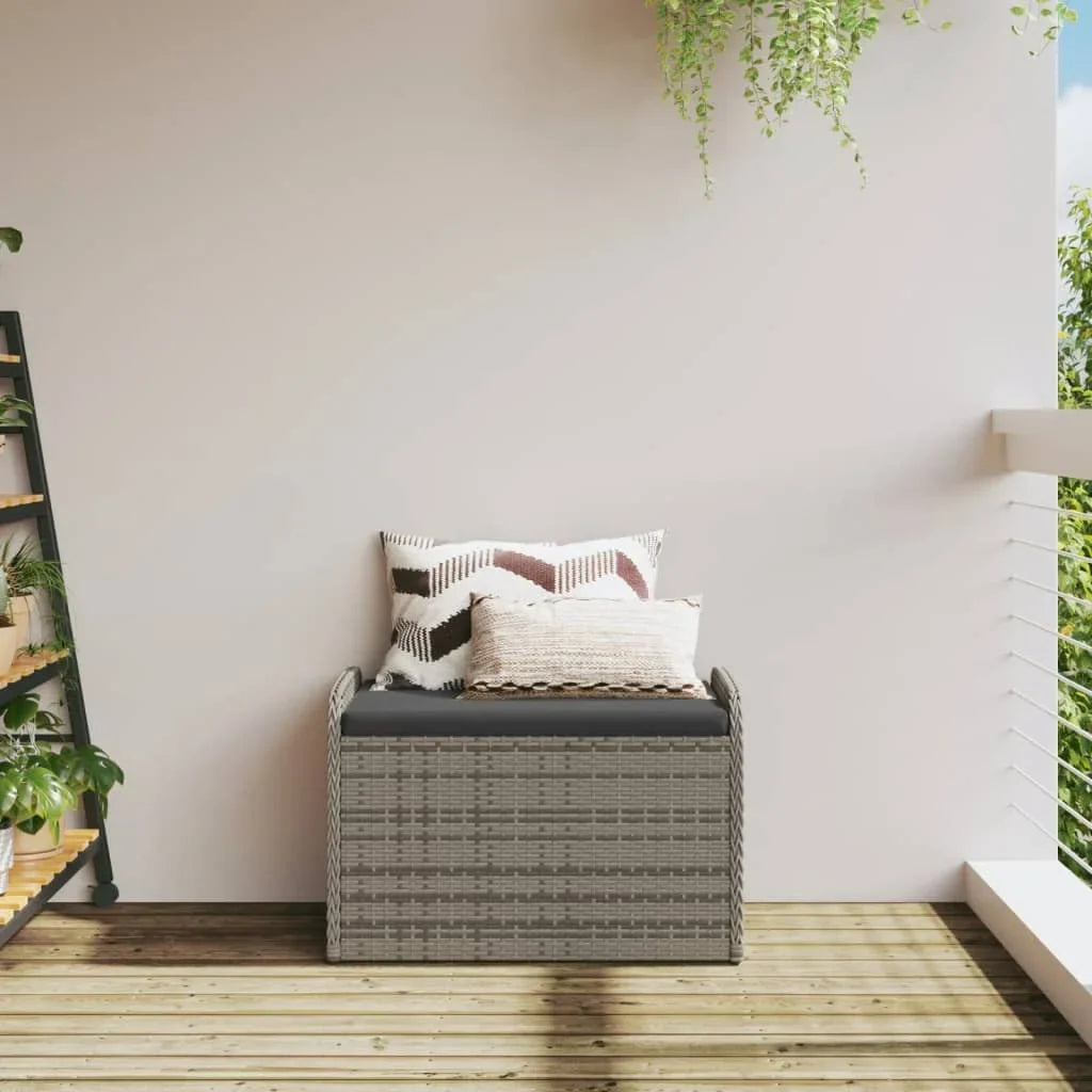 vidaXL Storage Bench with Cushion Outdoor Garden Seat Furniture Poly Rattan