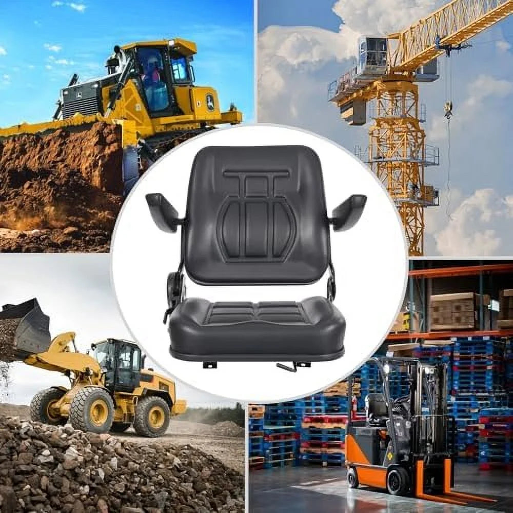 Tractor Seat, Lawn Mower Seat Seat with Armrests Durable Universal Replacement Seat for Excavator, Backhoe, Dozer Tractors, Forklifts, Heavy Equipment (Yellow)