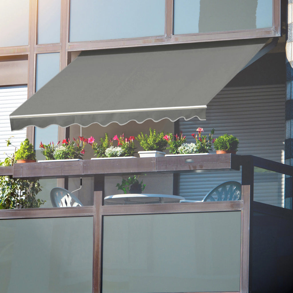 VEIKOUS 8'x7' Retractable Patio Awning Sun Shade Cover with Manual Crank, Beige