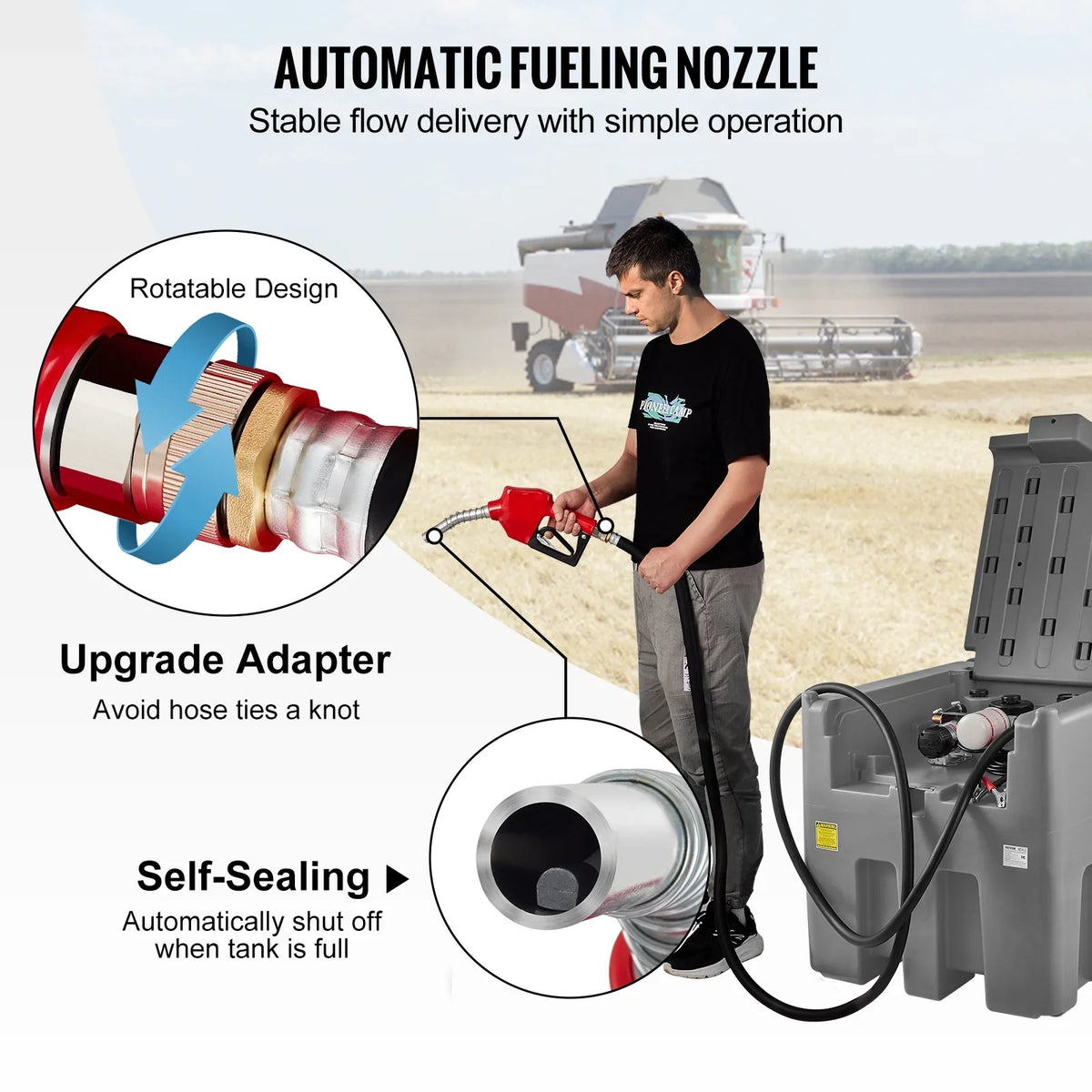 VEVOR Portable Diesel Tank, 116 Gallon Capacity & 10 GPM Flow Rate, Diesel Fuel Tank with 12V Electric Transfer Pump and 13.1ft Rubber Hose, PE Diesel Transfer Tank for Easy Fuel Transportation, Red