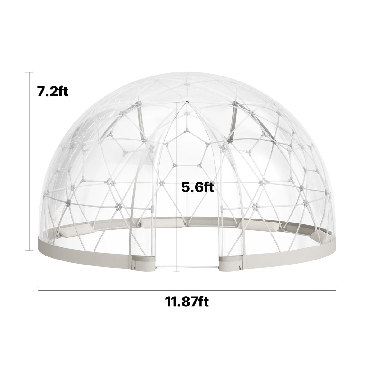 VEVOR Garden Dome Tent, 12 x 7.2 ft Outdoor Clear Bubble Tent for 4-7 Person, Weatherproof Geodesic Dome Greenhouse with Window, PVC Igloo Tents for Backyard Patios Camping Party Wedding