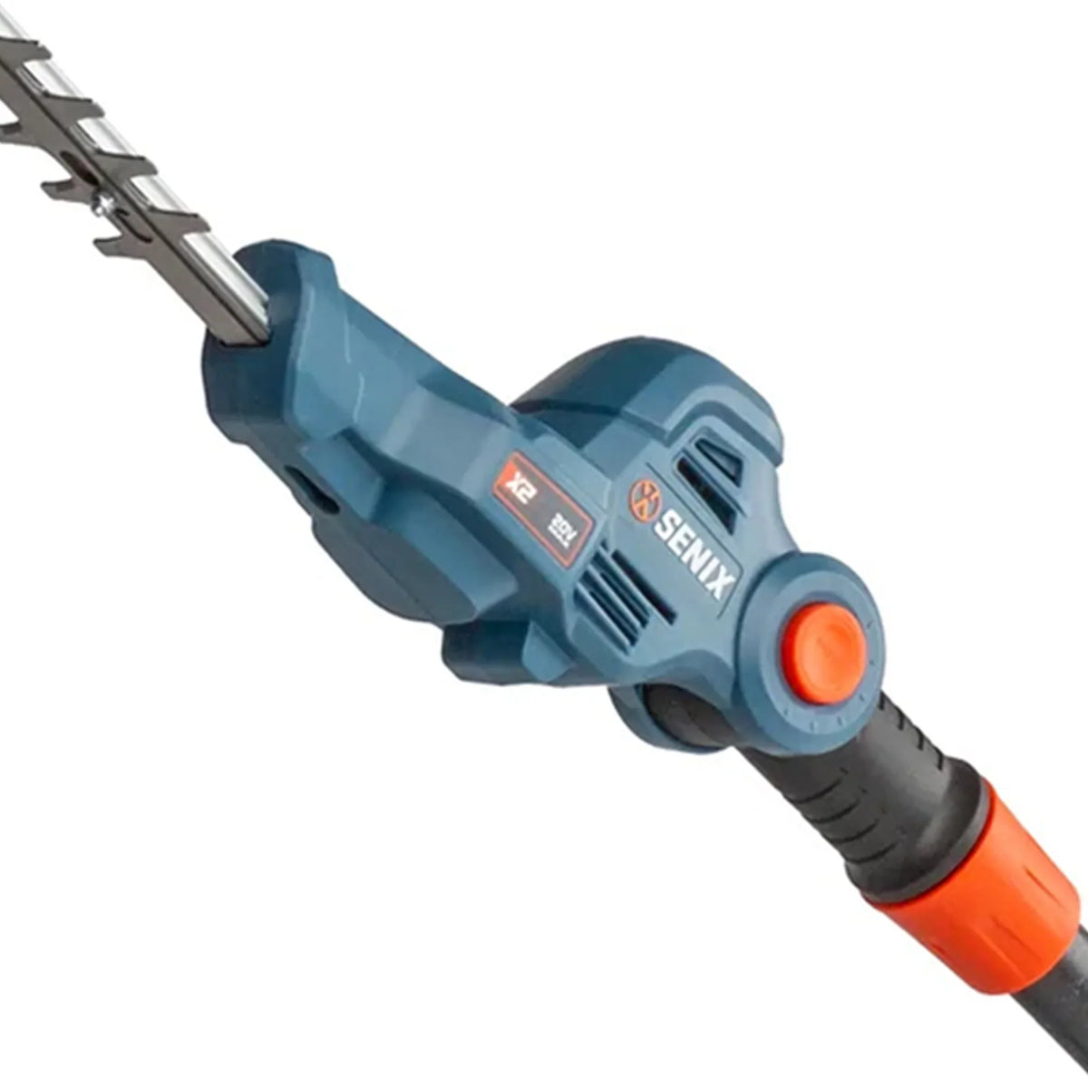 SENIX 20 Volt Max* Cordless Pole Hedge Trimmer 18-Inch Cutting / 21-inch Blade Length with Adjustable Head & Telescoping Shaft, Battery & Charger included, HTPX2-M