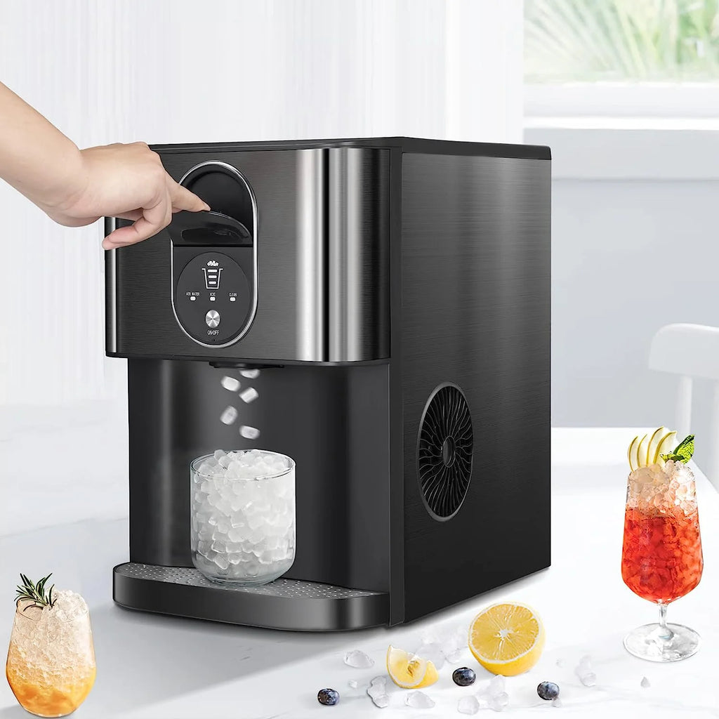 Auseo Ice Maker Countertop with Soft Chewable Ice, 44 lb/24H, Self - Cleaning, One - Click Operation for Home/Party(Black)