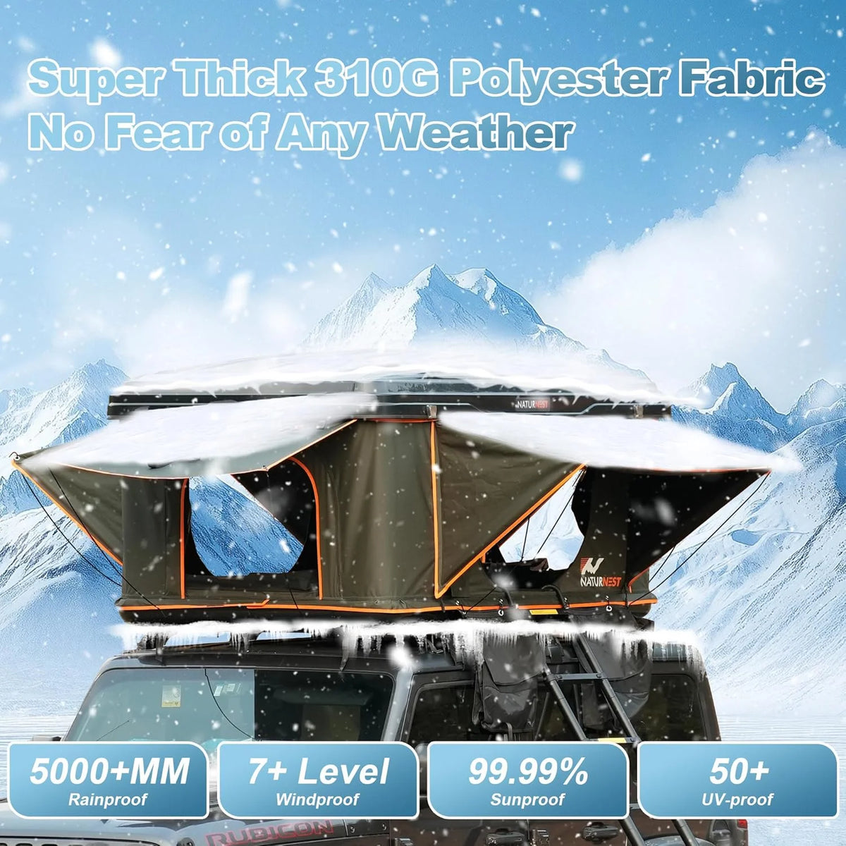Naturnest Rooftop Tent Hard Shell, Roof Top Tent Hardshell Rooftop Tents for Van Jeep Suv Truck Car Tents for Camping Suv Tent for Car (Green)