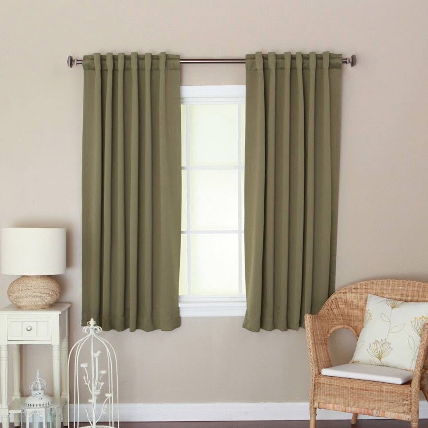Aurora Home Solid Insulated Thermal 63-Inch Blackout Curtain Panel Pair (Artichoke Green 63-Inch), Size 52 X 63