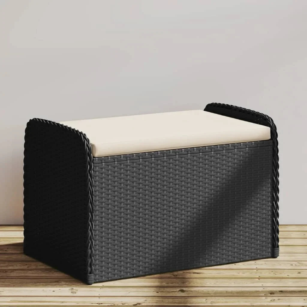 vidaXL Storage Bench with Cushion Outdoor Garden Seat Furniture Poly Rattan