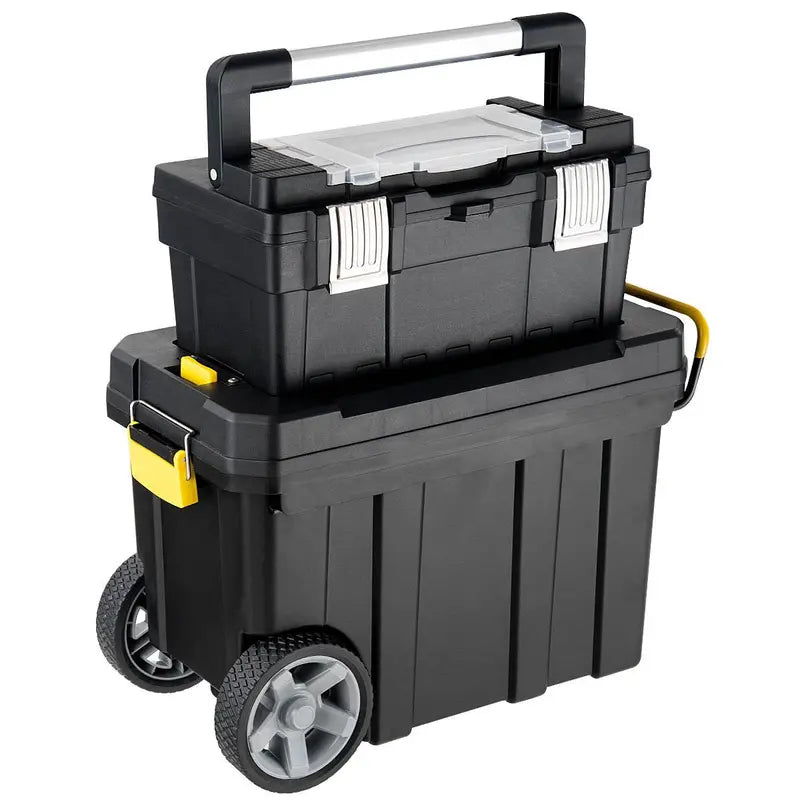 2-in-1 Rolling Toolbox – Modular Plastic Storage System with Wheels & Handles