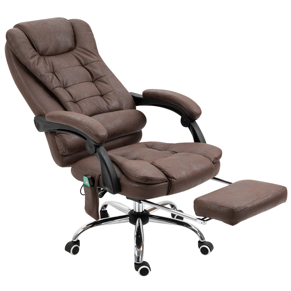 Vinsetto Massage-Bürostuhl, Liege- & Wärmefunktion, drehbar, ergonomisch, bis 120 kg, Braun