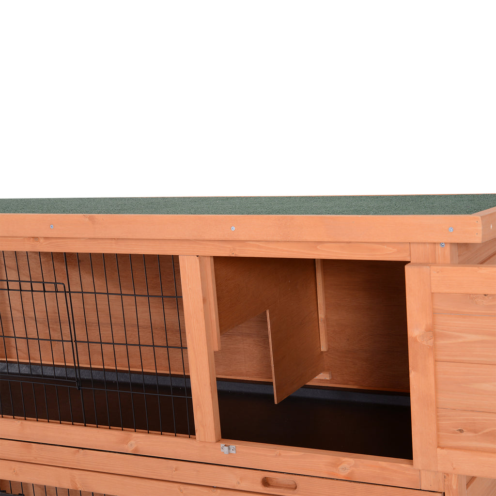 PawHut Kleintierstall Kleintierkäfig Kleintierhaus Meerschweinchenstall doppelstöckig Tannenholz Orange 136,4 cm x 50 cm x 93 cm