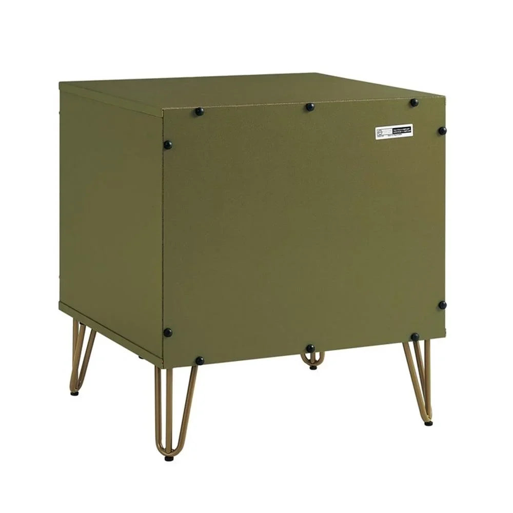 Pemberly Row Nightstand from Engineered Wood in Olive Green - Set of 2