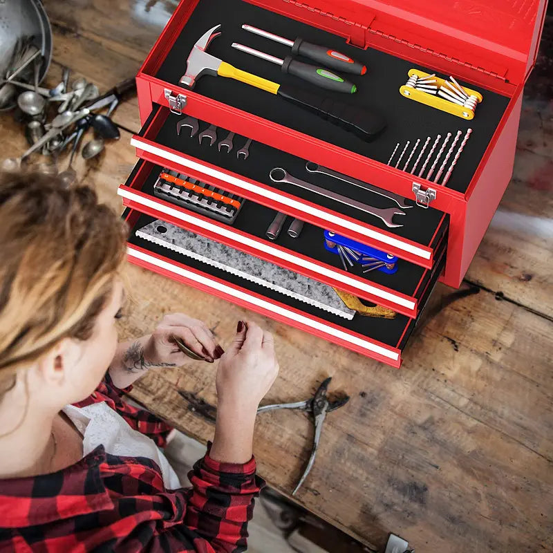 20-Inch Portable Steel Tool Chest with Durable Cabinet Construction