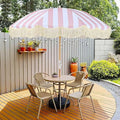 Pink and White Stripped Hexagon Patio Umbrella
