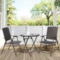 Ulax Furniture 3 Pieces Wicker Folding Bistro Set, Balcony Table and Chairs Sets, Garden Backyard Furniture