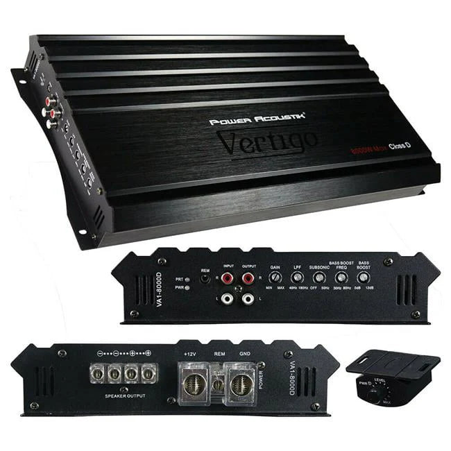 Power Acoustik VA1 - 8000D Vertigo 8000 Watt Car Audio Monoblock Amplifier