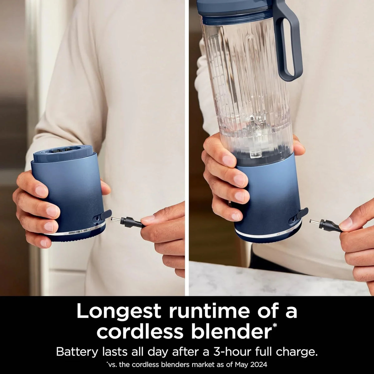 Restored Ninja BC251NV Blast Max Personal Cordless Blender for Smoothies, Blend, Ice Crush, 22 oz. Twist & Go Vessel, Navy (Refurbished)