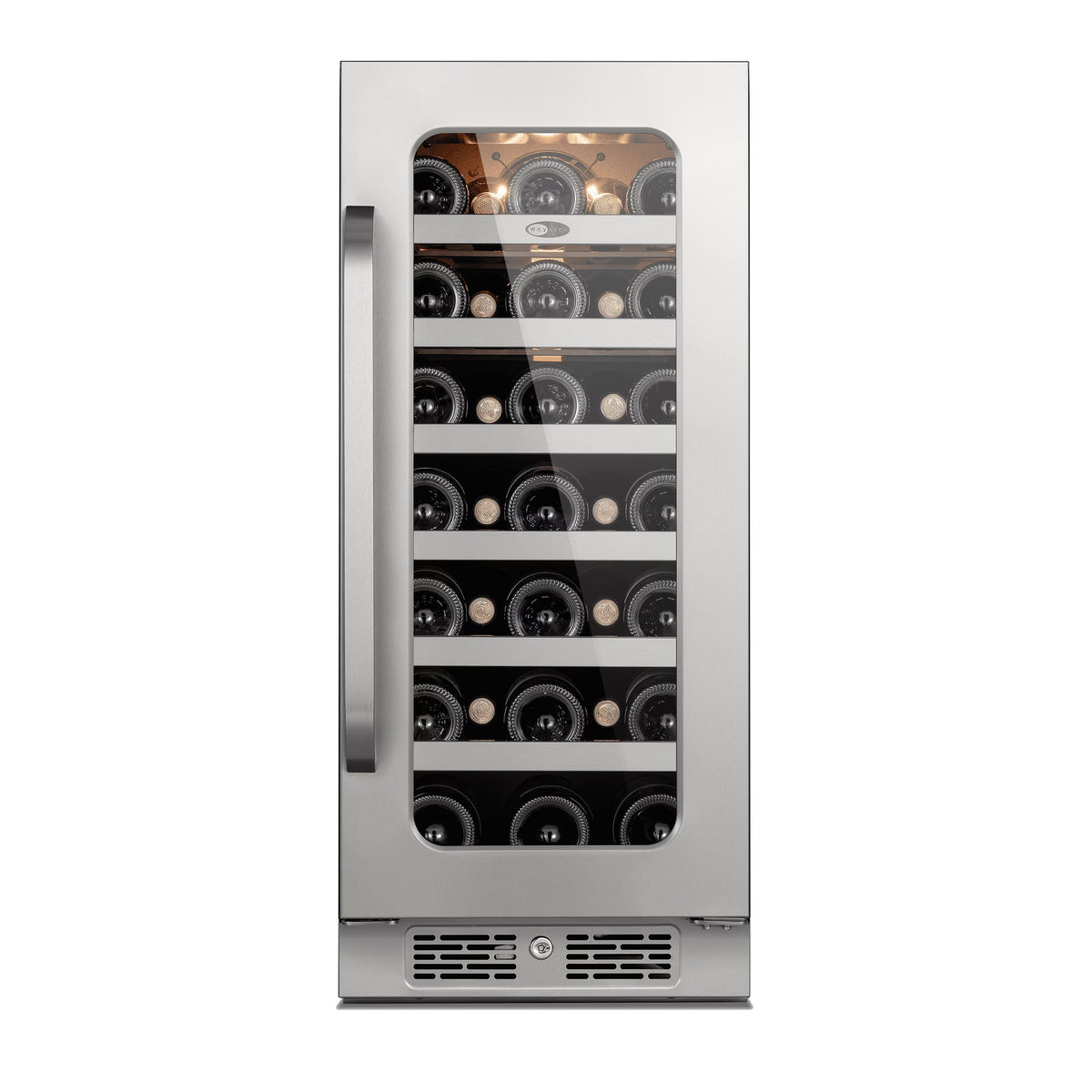 Whynter 15 Inch Wine Fridge Cooler - 33 Bottles Wine Fridge with Glass Door, Small Wine Refrigerator with 3 LED Light Built-in for Home Bar Kitchen
