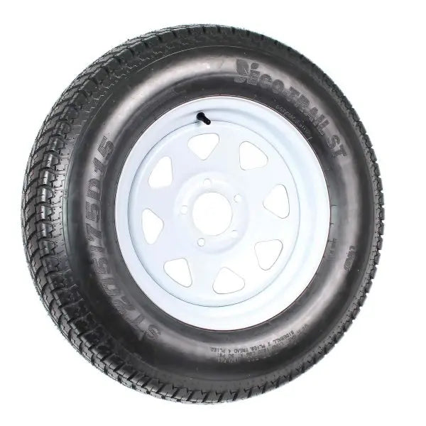 2-Pack ST205/75D15 Trailer Tires on White-Spoke Rims – LRC Rated, 5-Hole Mounting, 205/75-15 Size