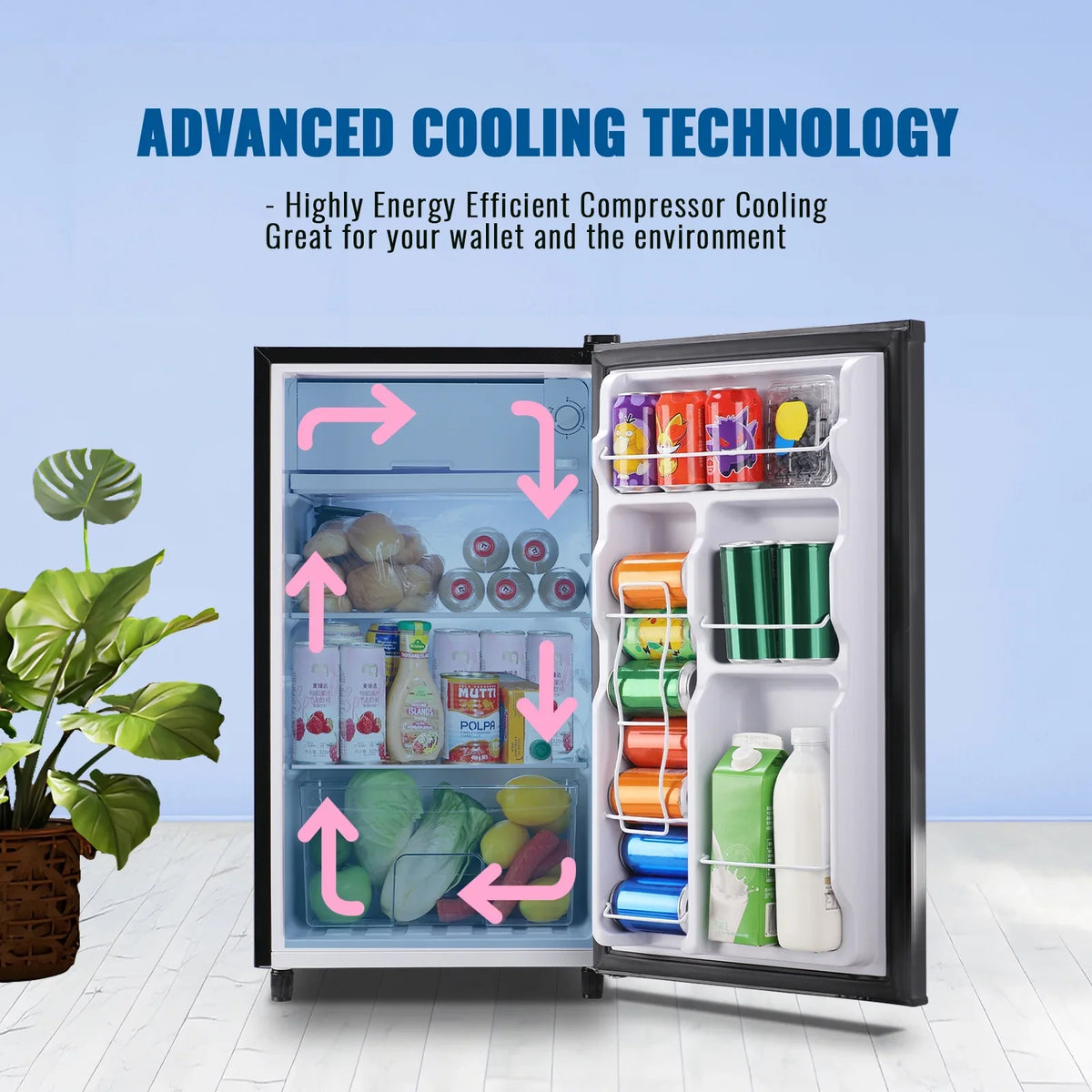 WANAI 3.2 Cu.ft Mini Refrigerator with 5 Temp Control Small Fridge Compact Size for Any Room Silver