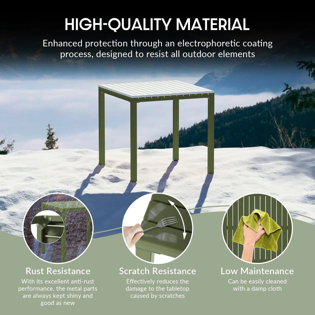 WestinTrends Playa 5-Piece Outdoor Patio Metal Frame Dining Table Set with Stackable Patio Dining Chairs, Olive Green
