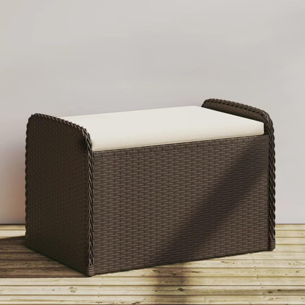 vidaXL Storage Bench with Cushion Outdoor Garden Seat Furniture Poly Rattan