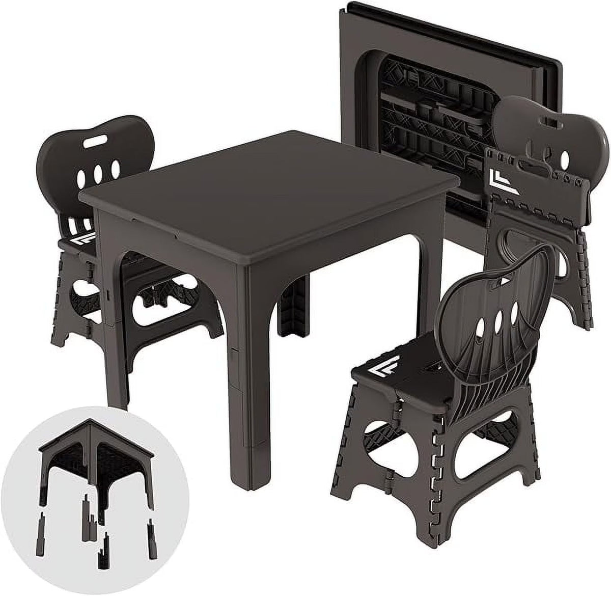 UNICOO® Kids Folding Table and Chairs Set, Height Adjustable Kids Folding Table Compact Design, Kids Table and Chairs Foldable, Picnic Table, Perfect for Playrooms, Classrooms, and Outdoor