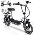 SANOPY 350W Electric Scooter with Seat for Adults, 15 Miles Range 20 Mph, 36V 5.2Ah Battery Moped, 14" Big Tire Commuter Electric Bike with Shock Absorbing, Black