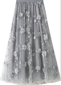 Womens Floral Midi Skirt High Waisted A Line Cute Layered Fairy Mesh Tulle Pleated