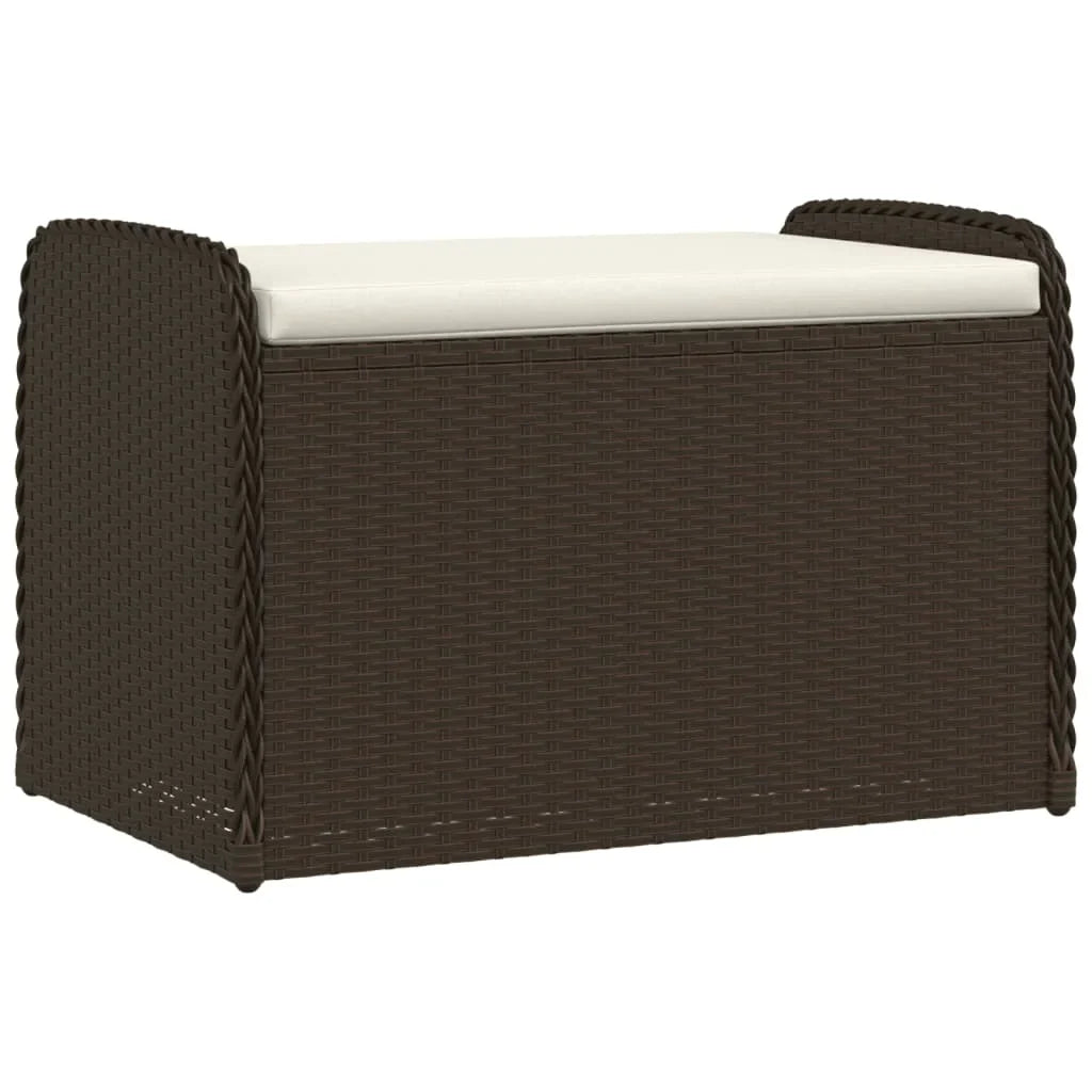 vidaXL Storage Bench with Cushion Outdoor Garden Seat Furniture Poly Rattan