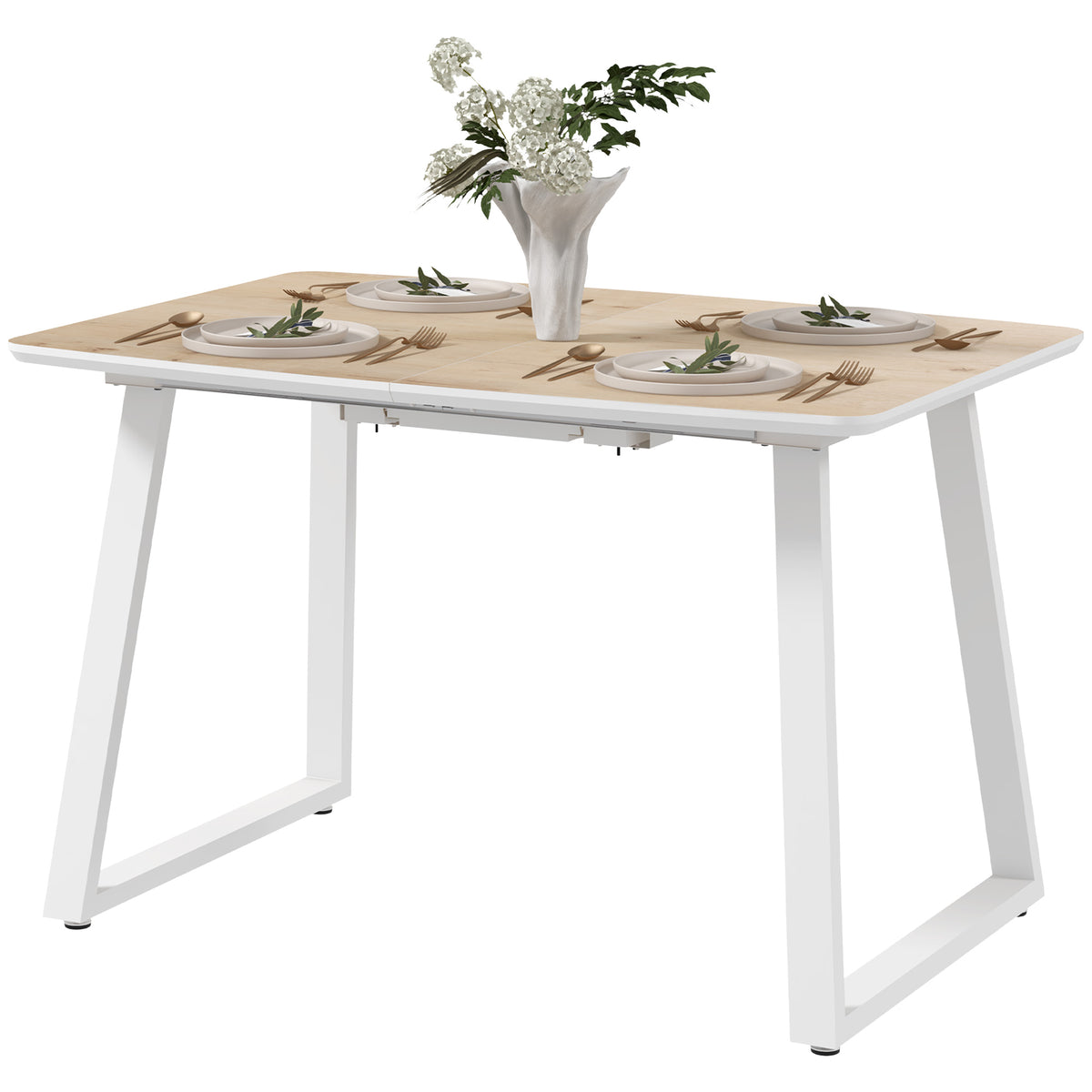 HOMCOM Klappbarer Esstisch, ausziehbar, industrieller Stil, MDF-Holzoptik, Metall, 120-160 x 80 x 76 cm, Eiche