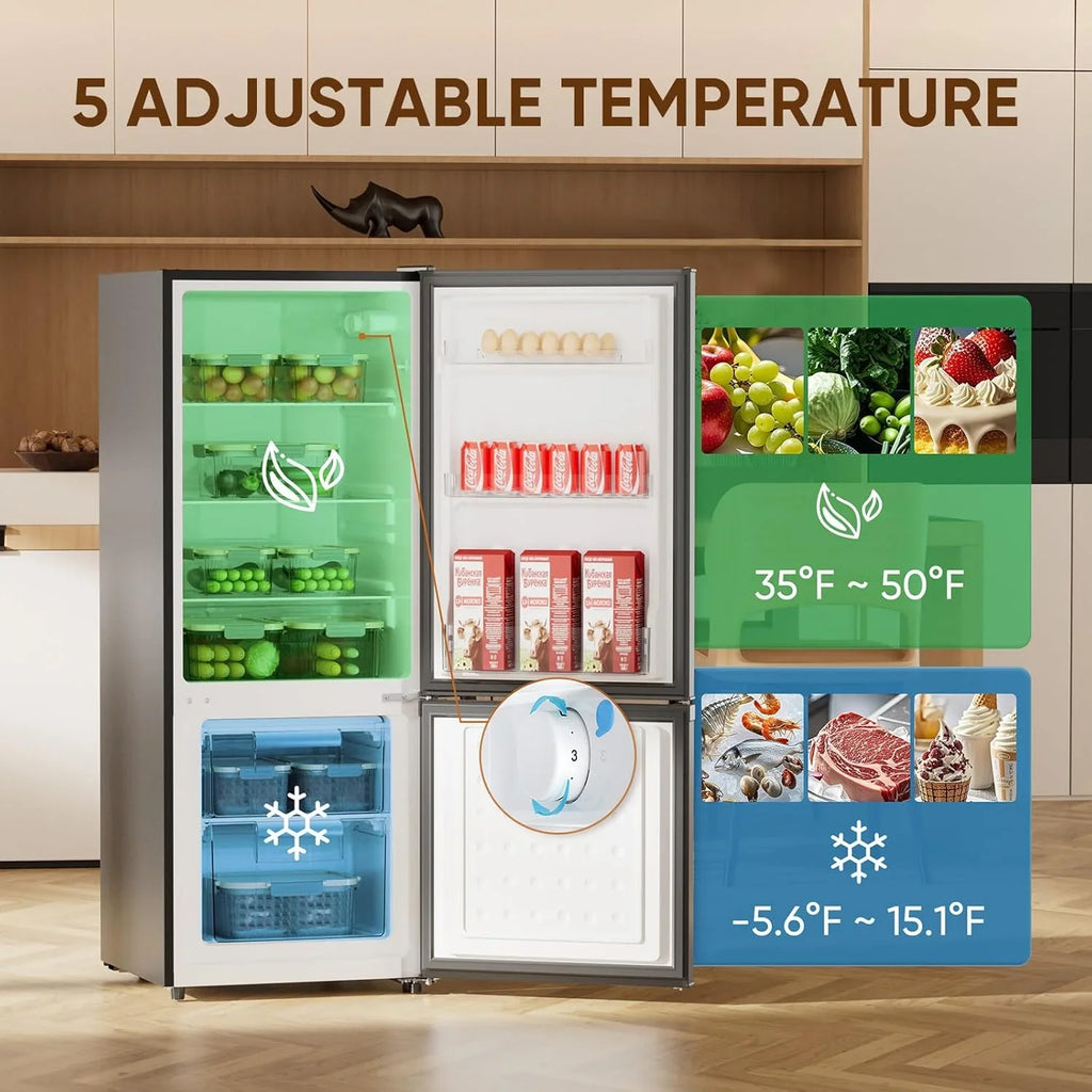 Upstreman 7.1 Cu.Ft Refrigerator with Bottom Freezer, 2 Door Fridge Large Capacity Refrigerator with Adjustable Thermostat for Apartment, Office, Dorm, Kitchen, Black BM71