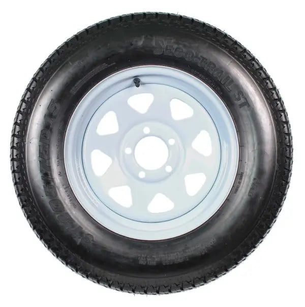 2-Pack ST205/75D15 Trailer Tires on White-Spoke Rims – LRC Rated, 5-Hole Mounting, 205/75-15 Size