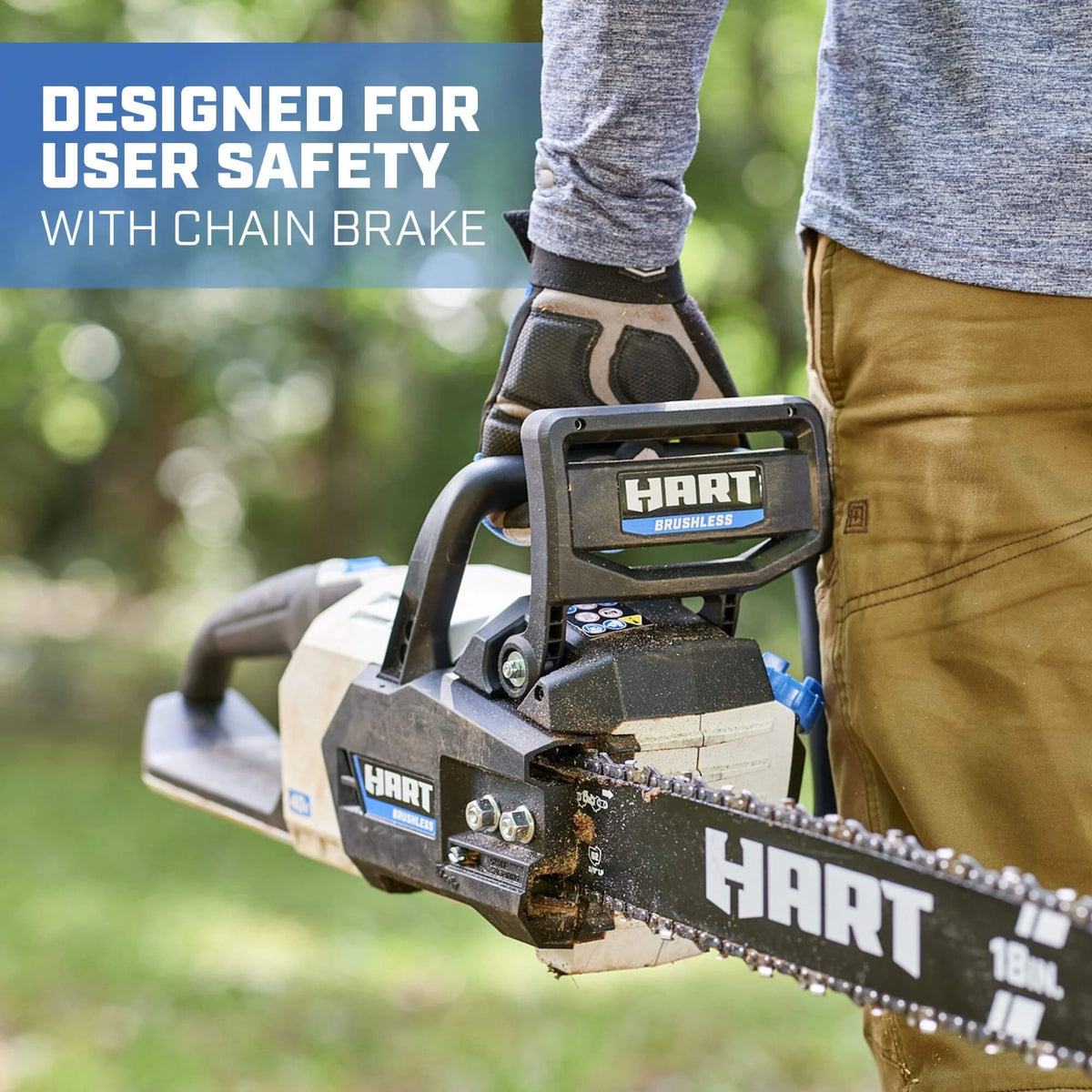 HART Cordless 40 - Volt SUPERCHARGE Brushless 18 - Inch Chainsaw, (1) 6.0ah Lithium - Ion Battery