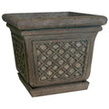 24-Inch Square Granite Stone Planter — Lattice Design for Indoor or Outdoor Use