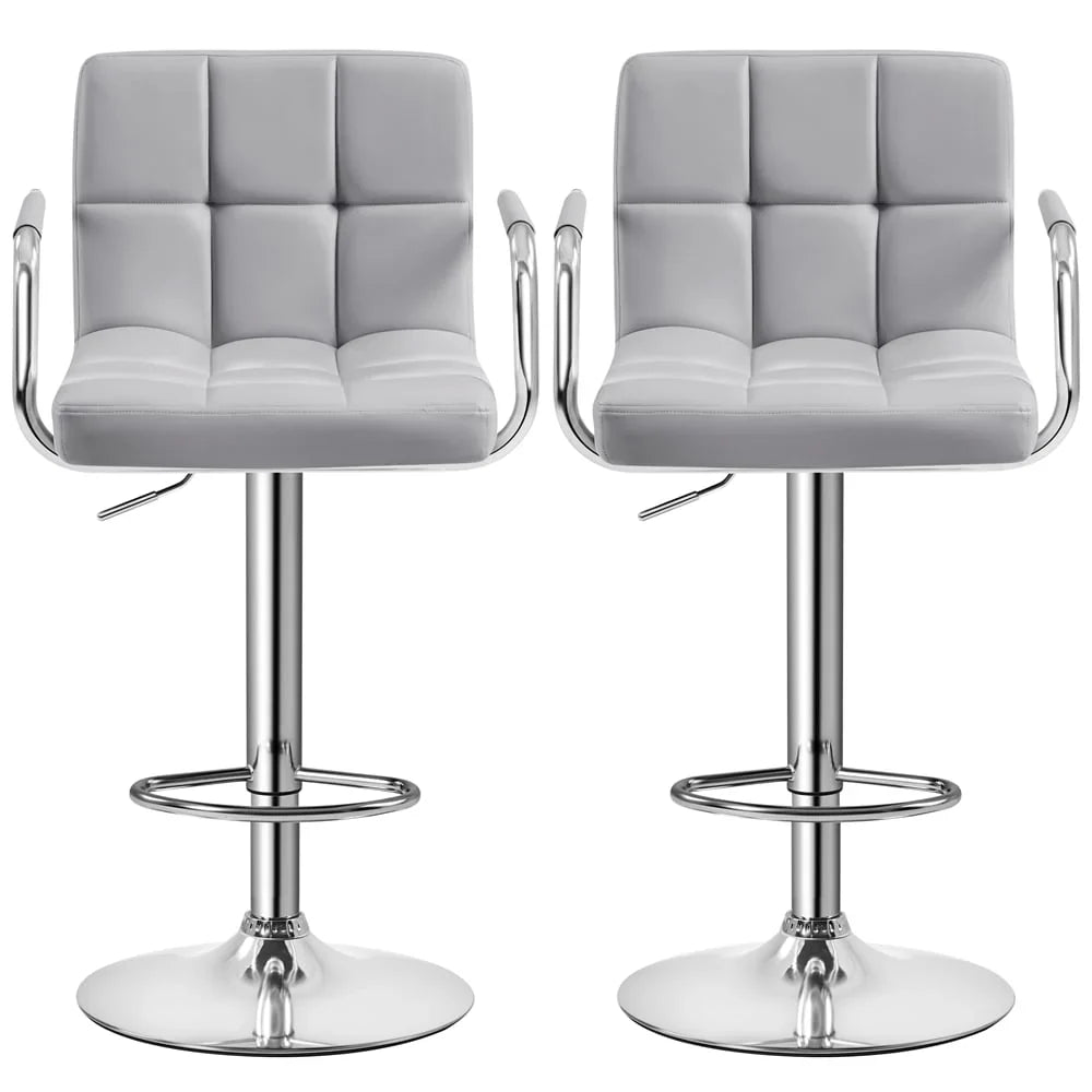 Yaheetech 2pcs PU Leather Adjustable Bar Stools for Dining Room, Black