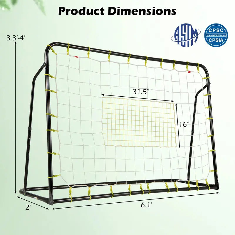 2-in-1 Soccer Rebounder Net – 6ft x 4ft Goal with Integrated Shooting Target Zone