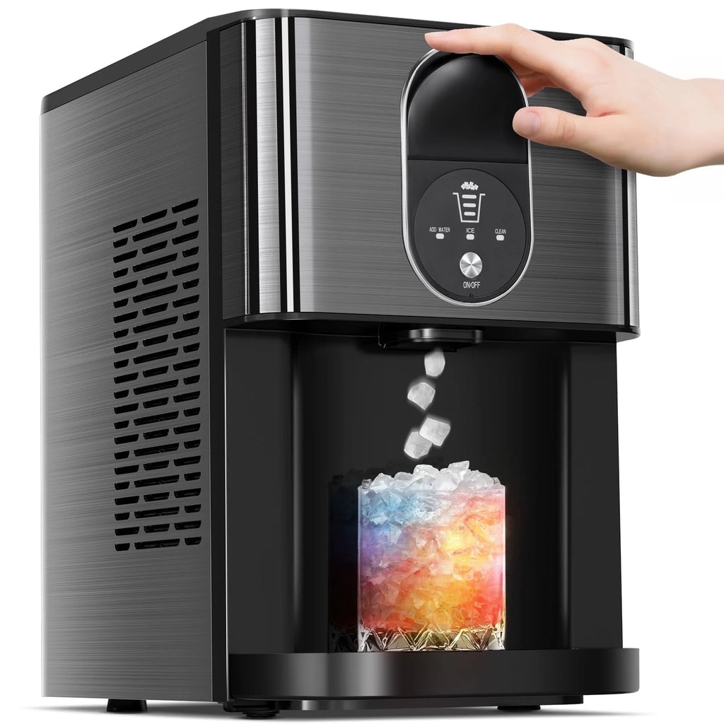 Auseo Ice Maker Countertop with Soft Chewable Ice, 44 lb/24H, Self - Cleaning, One - Click Operation for Home/Party(Black)