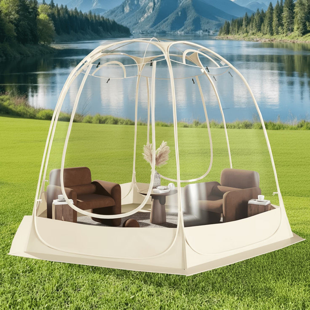 TABU Pop Up Bubble Tent, Sports Tent for 6-7 People, Portable Weatherproof Clear Tent, 10 x 10 ft