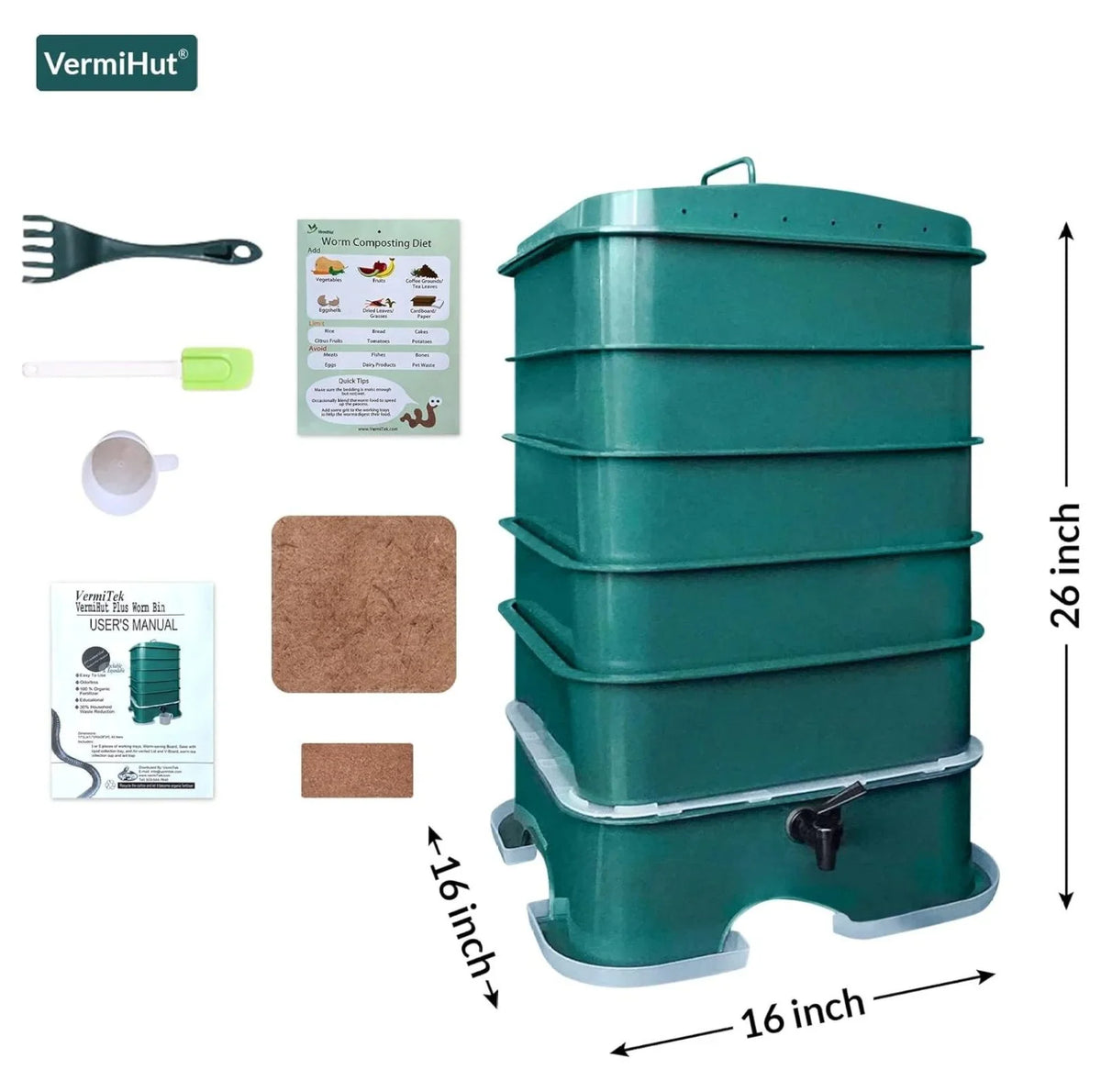 TiaGOC Plus 5-Tray Worm Compost Bin �C Easy Setup and Sustainable Design